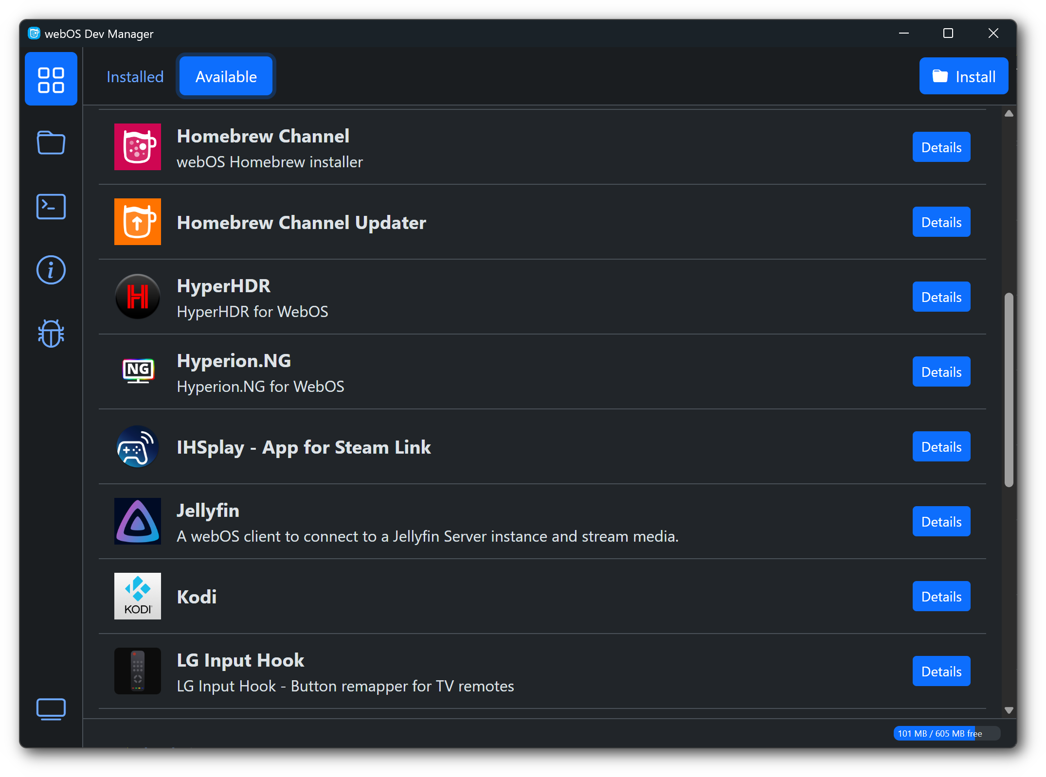 DevMan for webOS