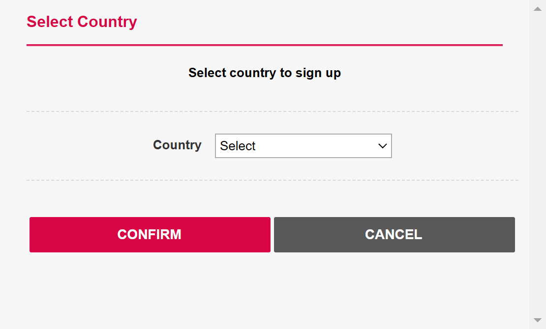 LG Account Select Country