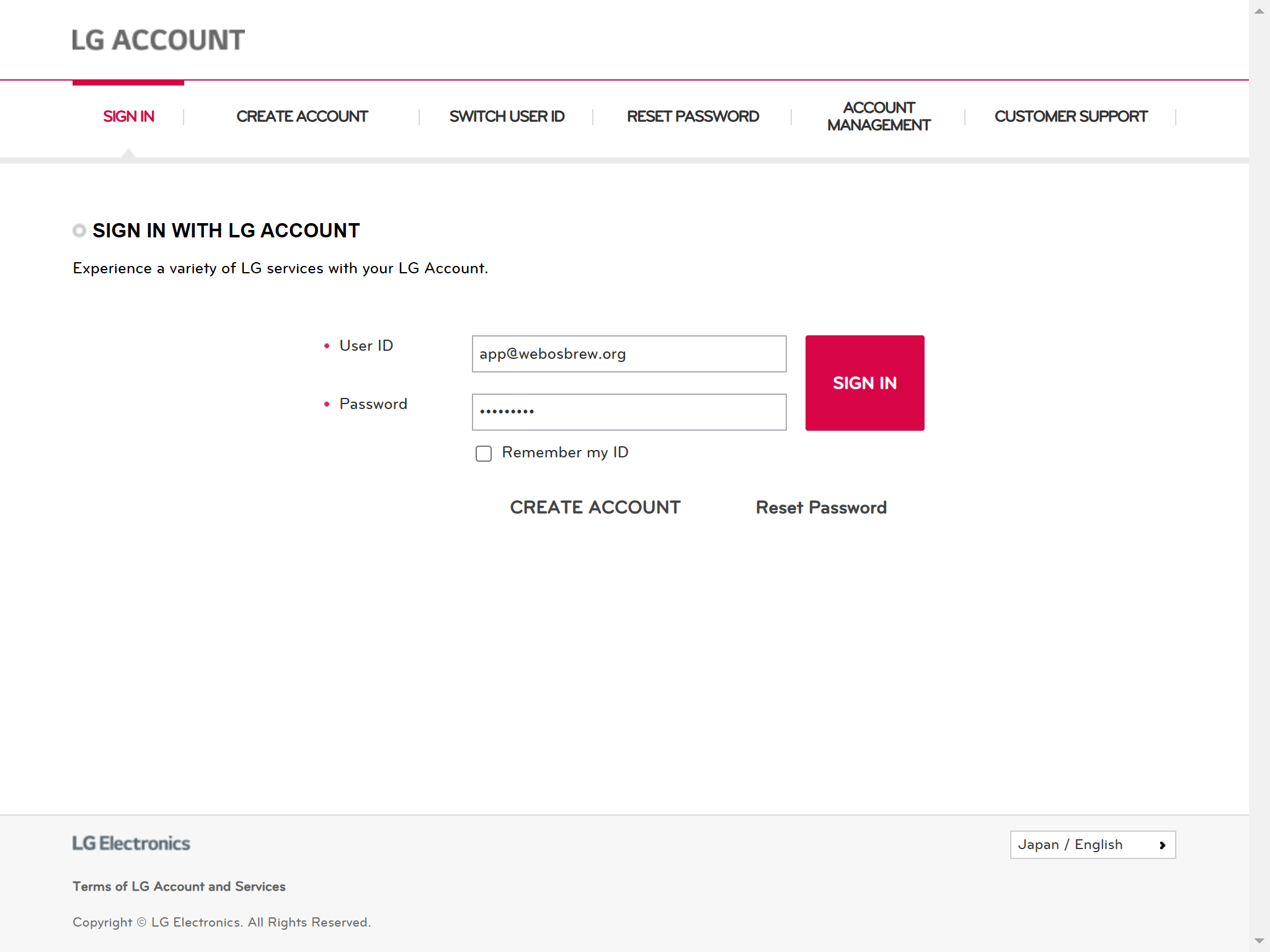 LG Account Login