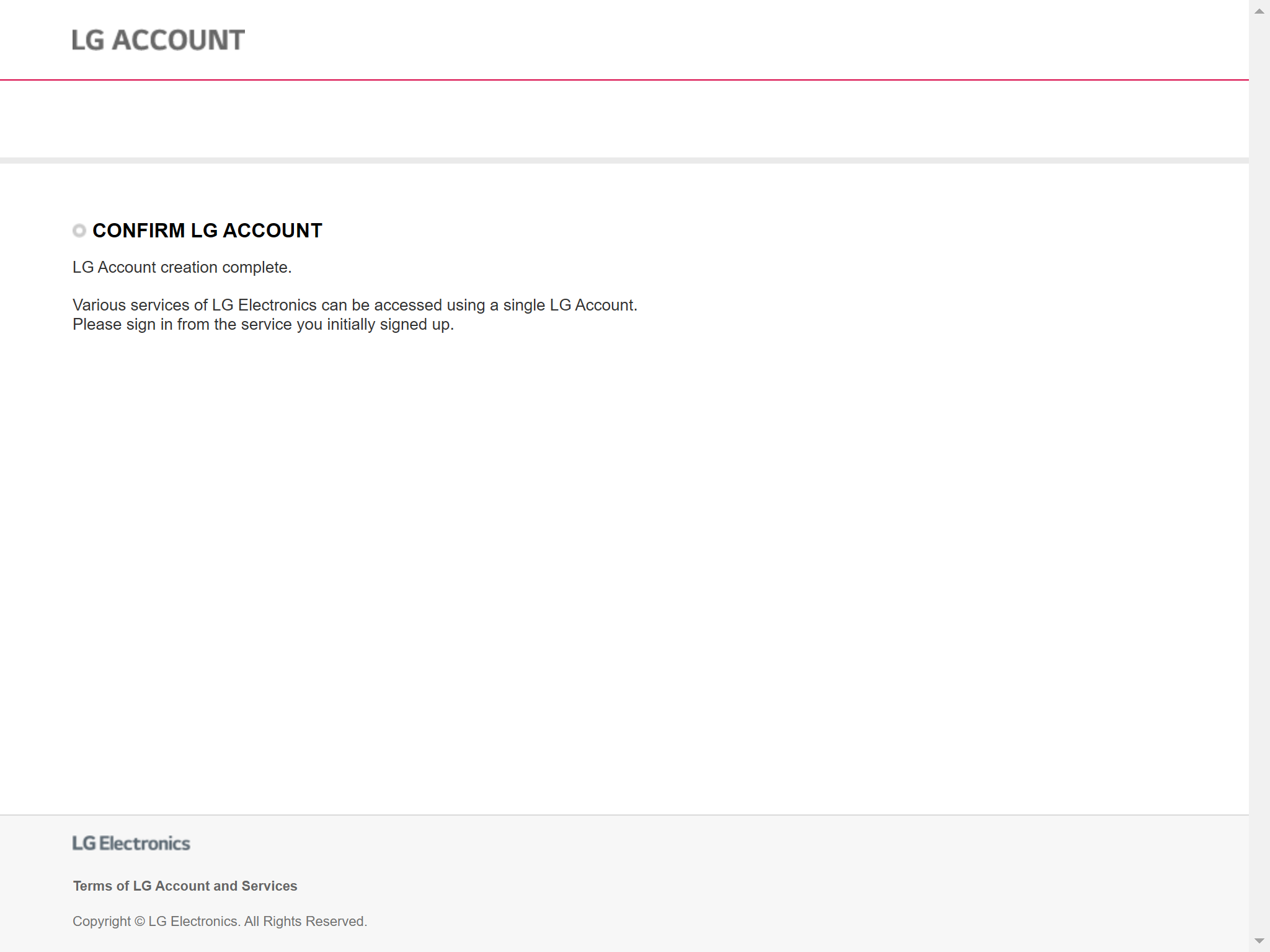 LG Account Verify Email