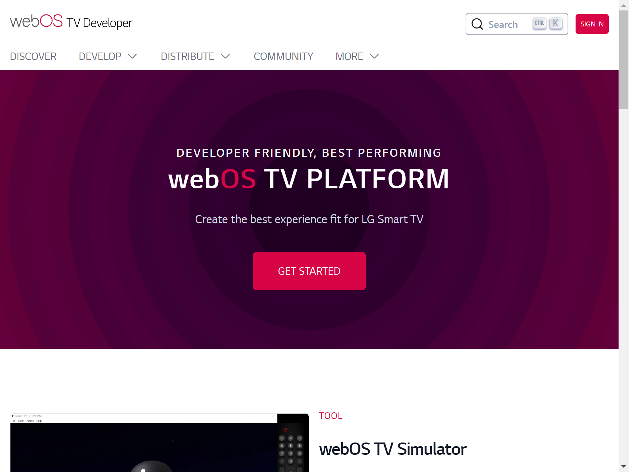 webOS TV Developer Home